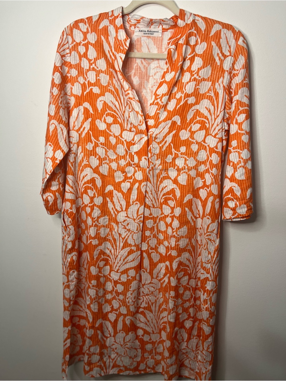 Amina Rubinacci Orange & White Linen  Floral Tunic